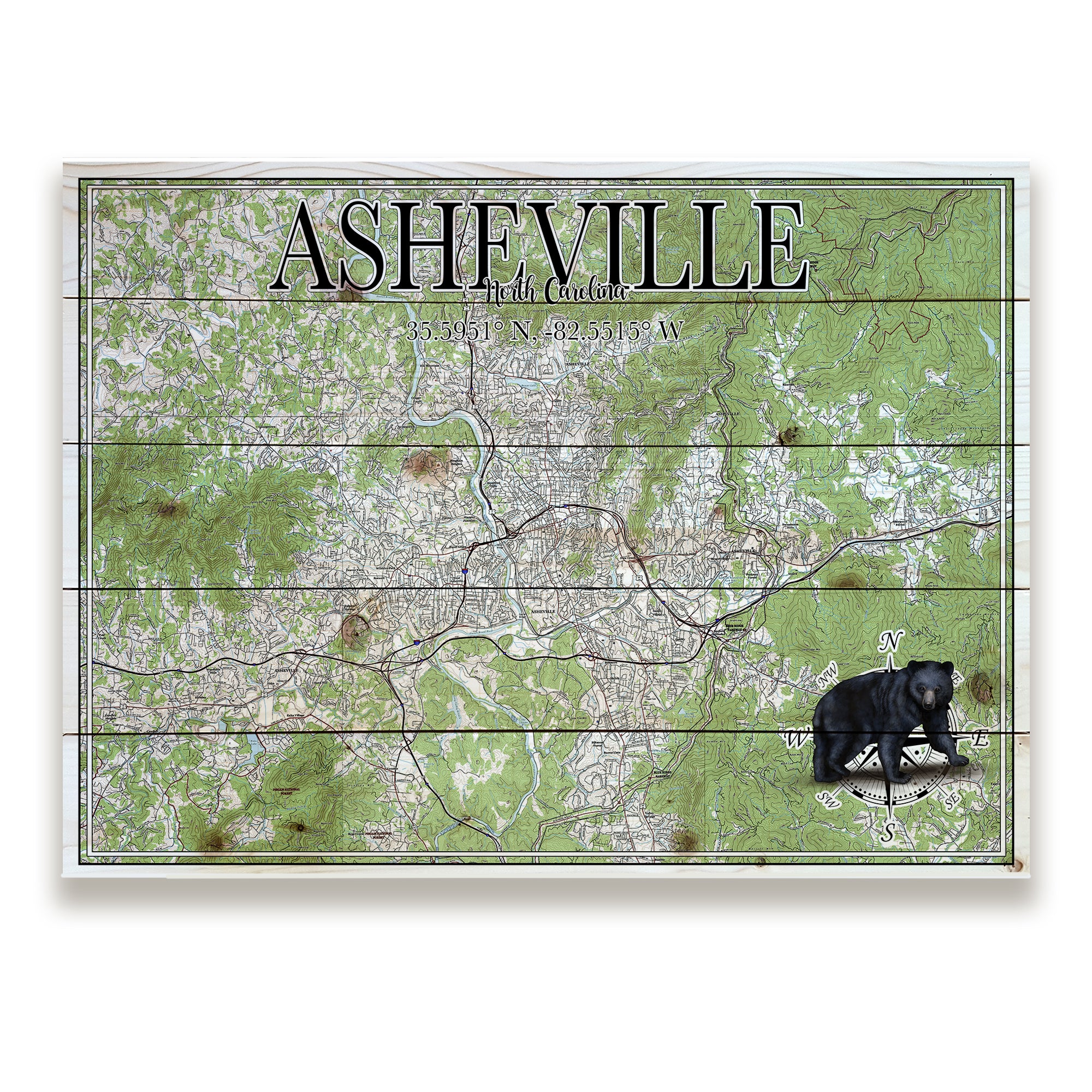 Asheville, OH - Black Bear Pallet Map