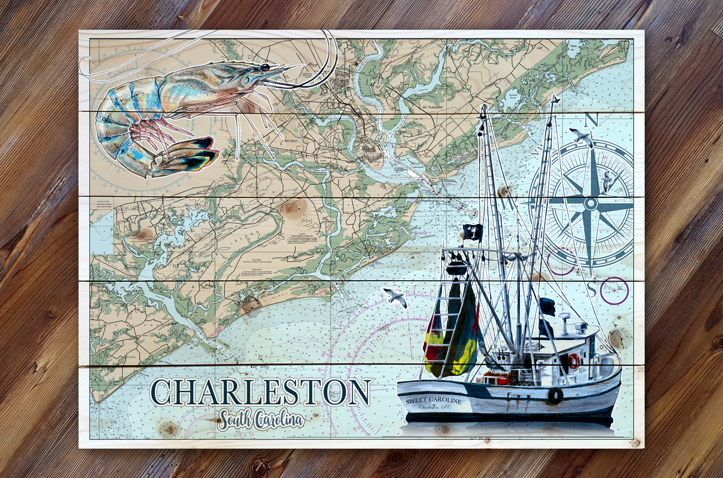 Charleston, SC Shrimp boat Pallet Map