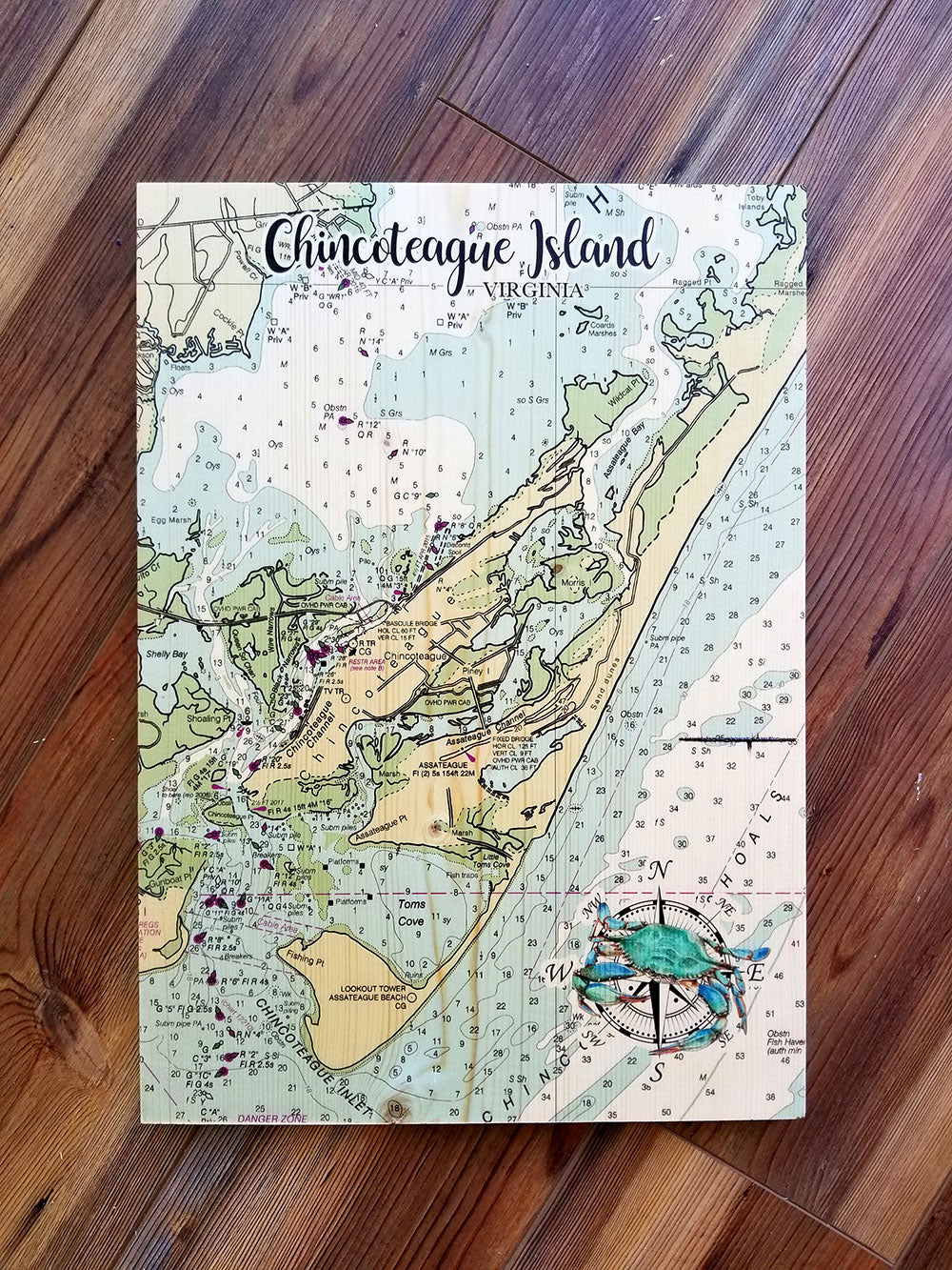 Chincoteague Island, VA Plank Map