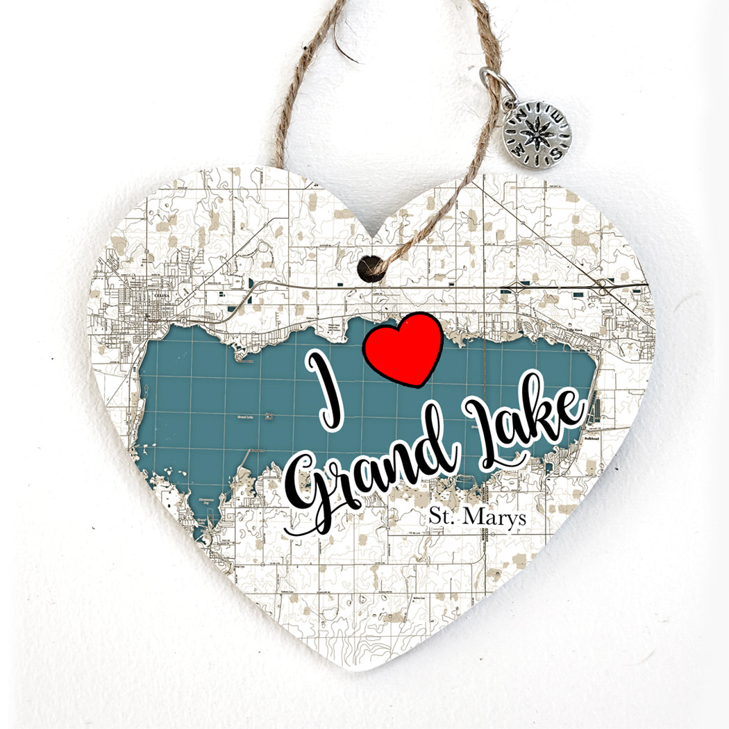 Grand Lake, CO  Heart Map Ornament