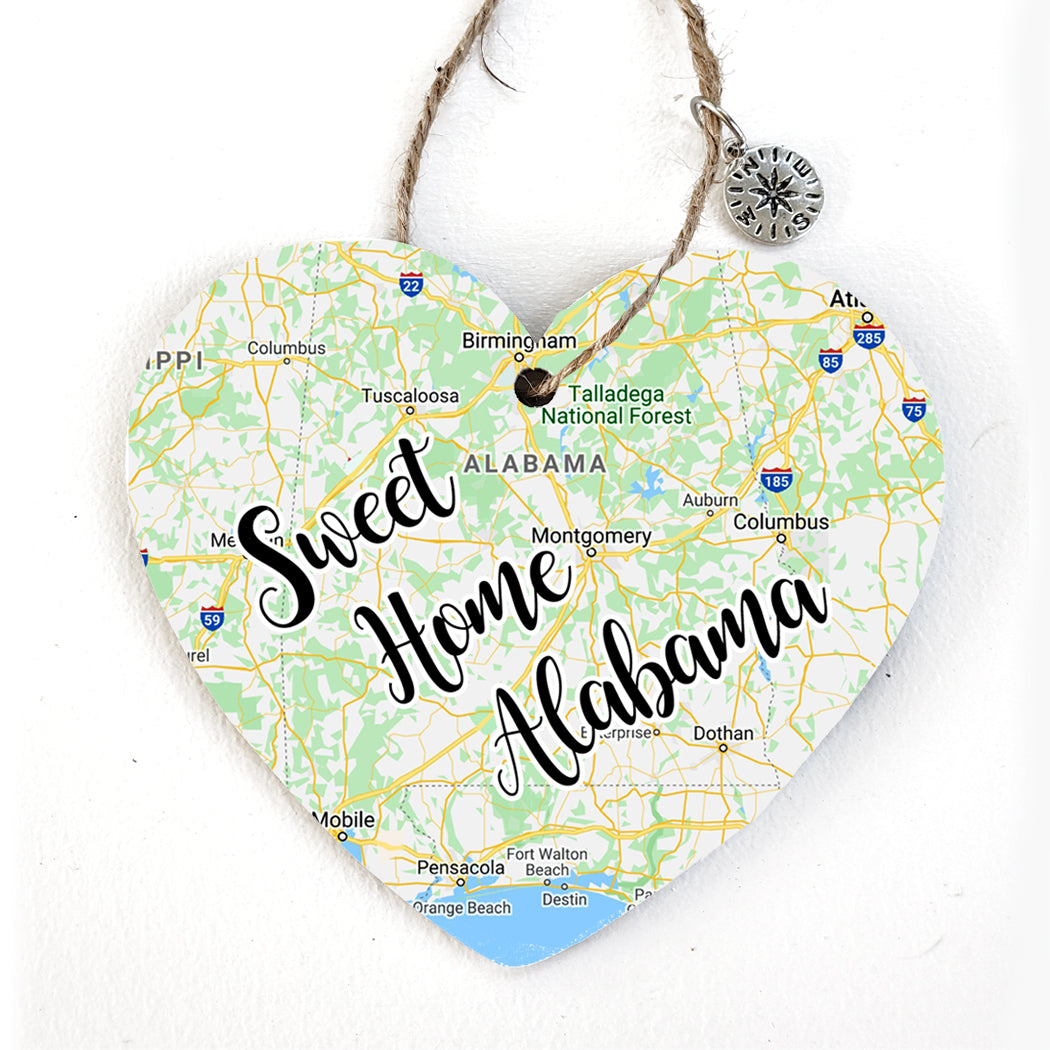 Sweet Home Alabama Heart Map Ornament