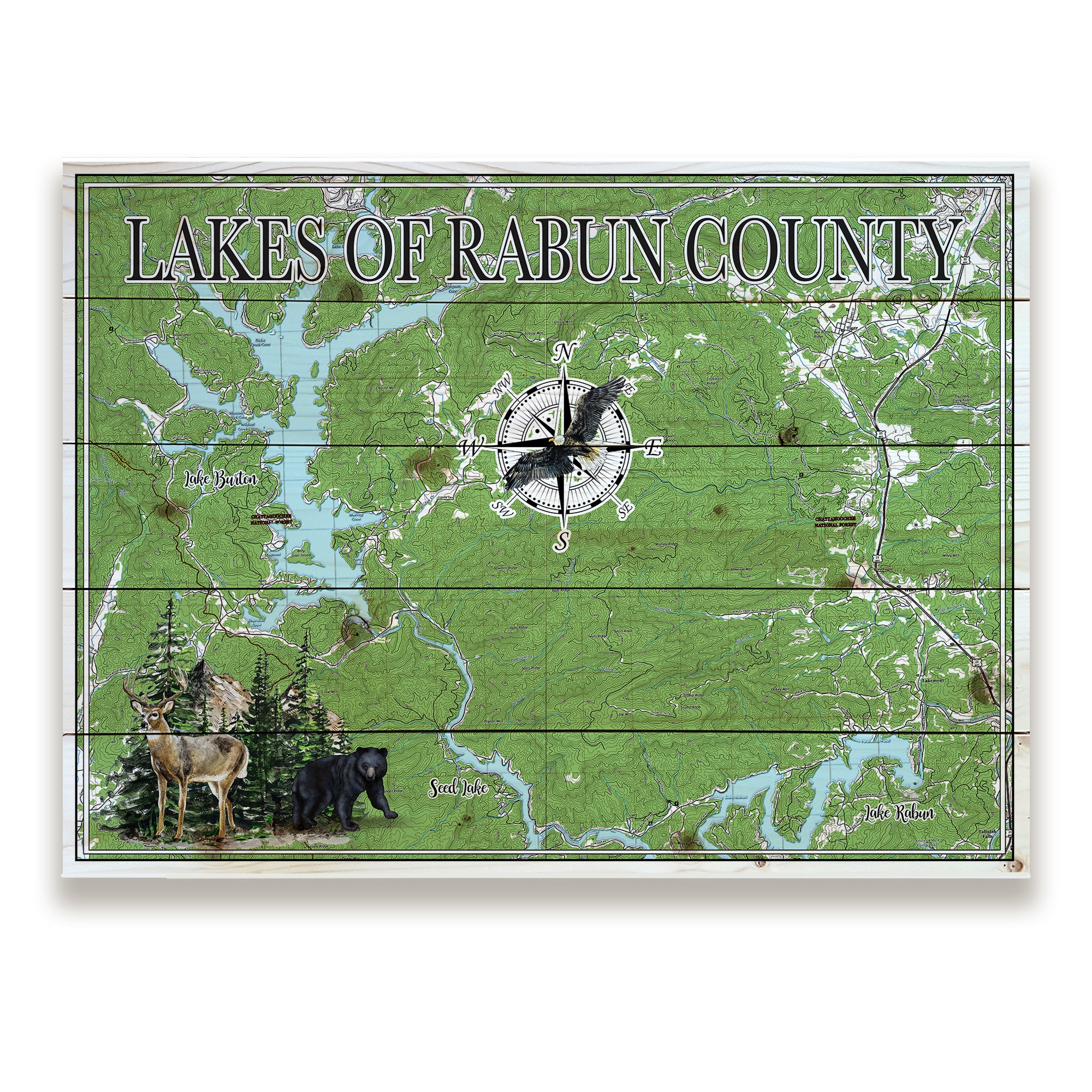 Lake of Rabun County GA Pallet Map MapMom