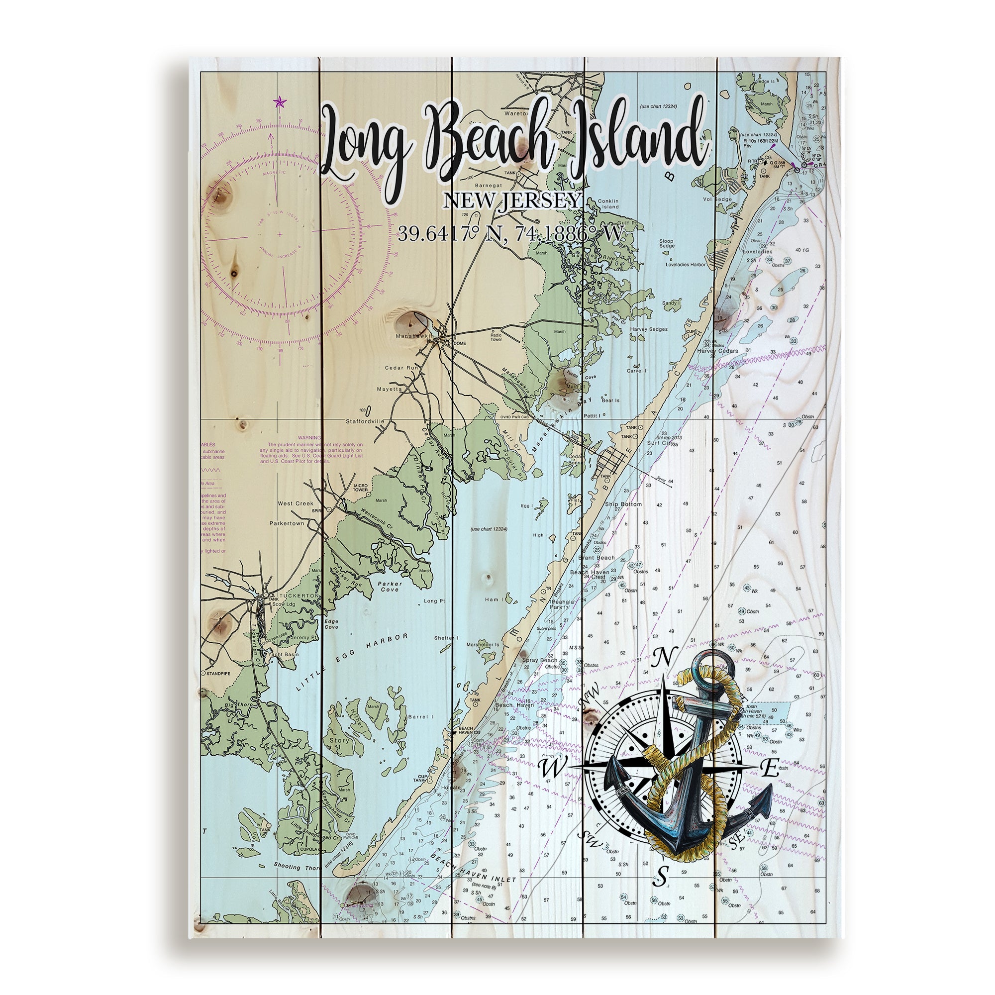 Long Beach Island, NJ-Anchor Pallet Map – MapMom