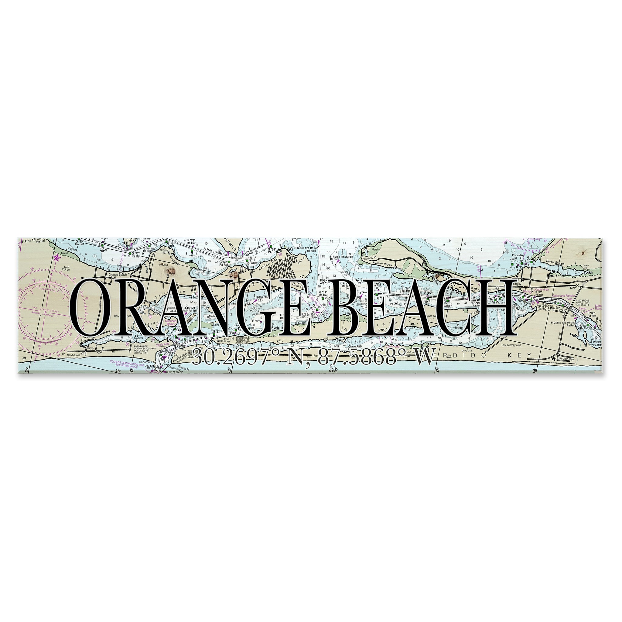 Orange Beach, AL Coordinate Sign