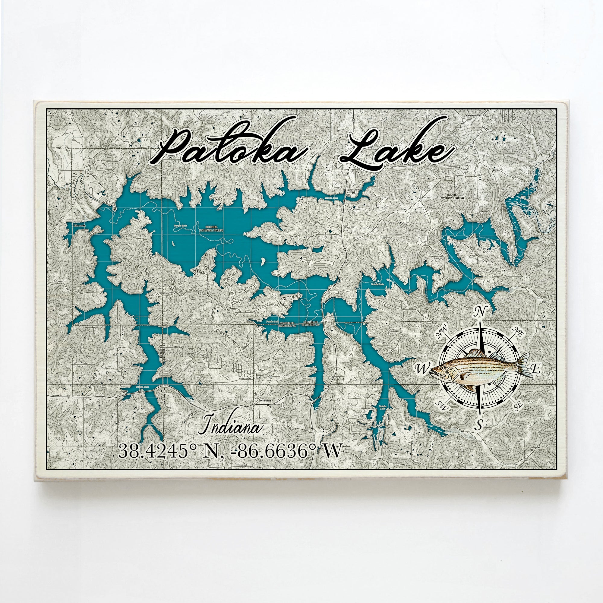 Patoka Lake, IN Plank Map