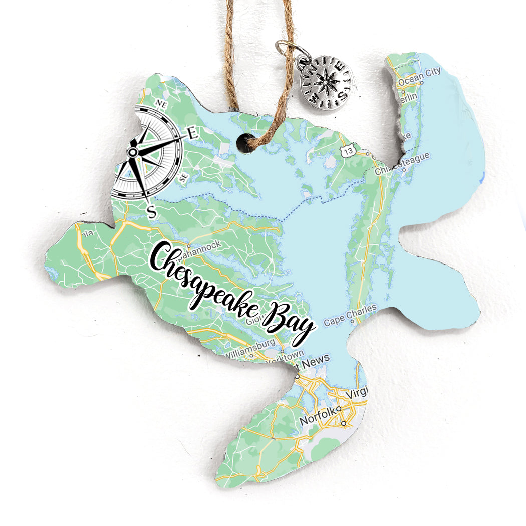 Chesapeake Bay Sea Turtle Map Ornament