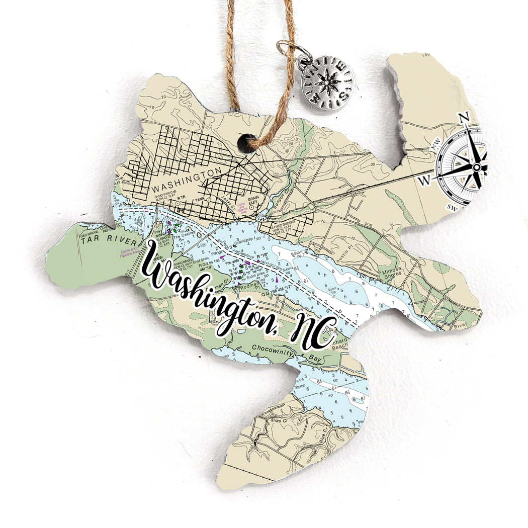 Washington, NC  Sea Turtle Map Ornament