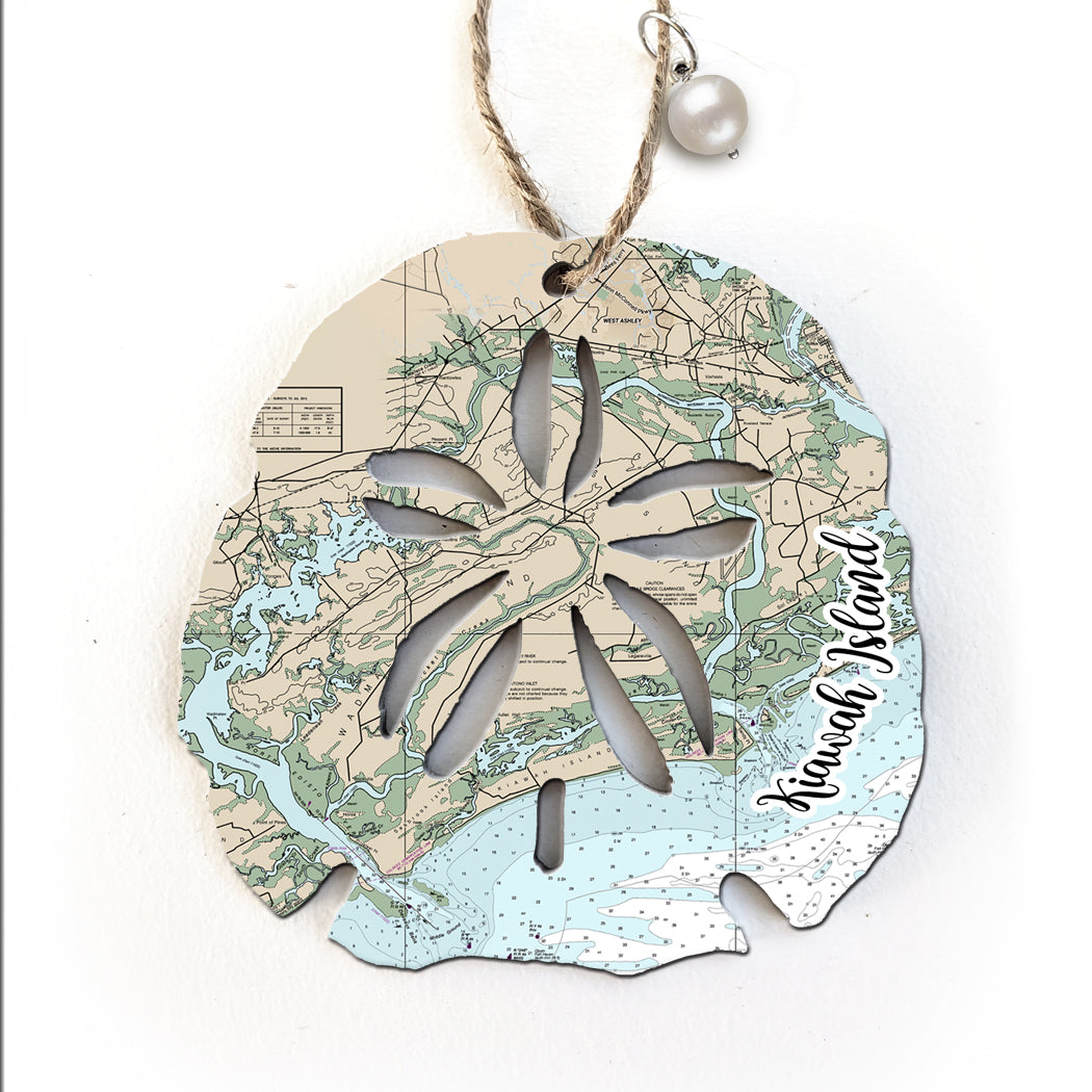 Kiawah Island, SC Sand Dollar Map Ornament
