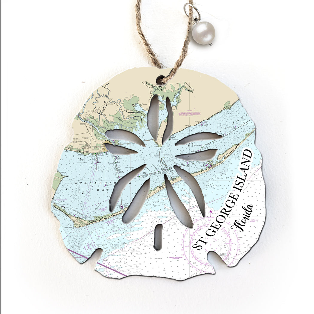 St. George Island, FL  Sand Dollar Map Ornament