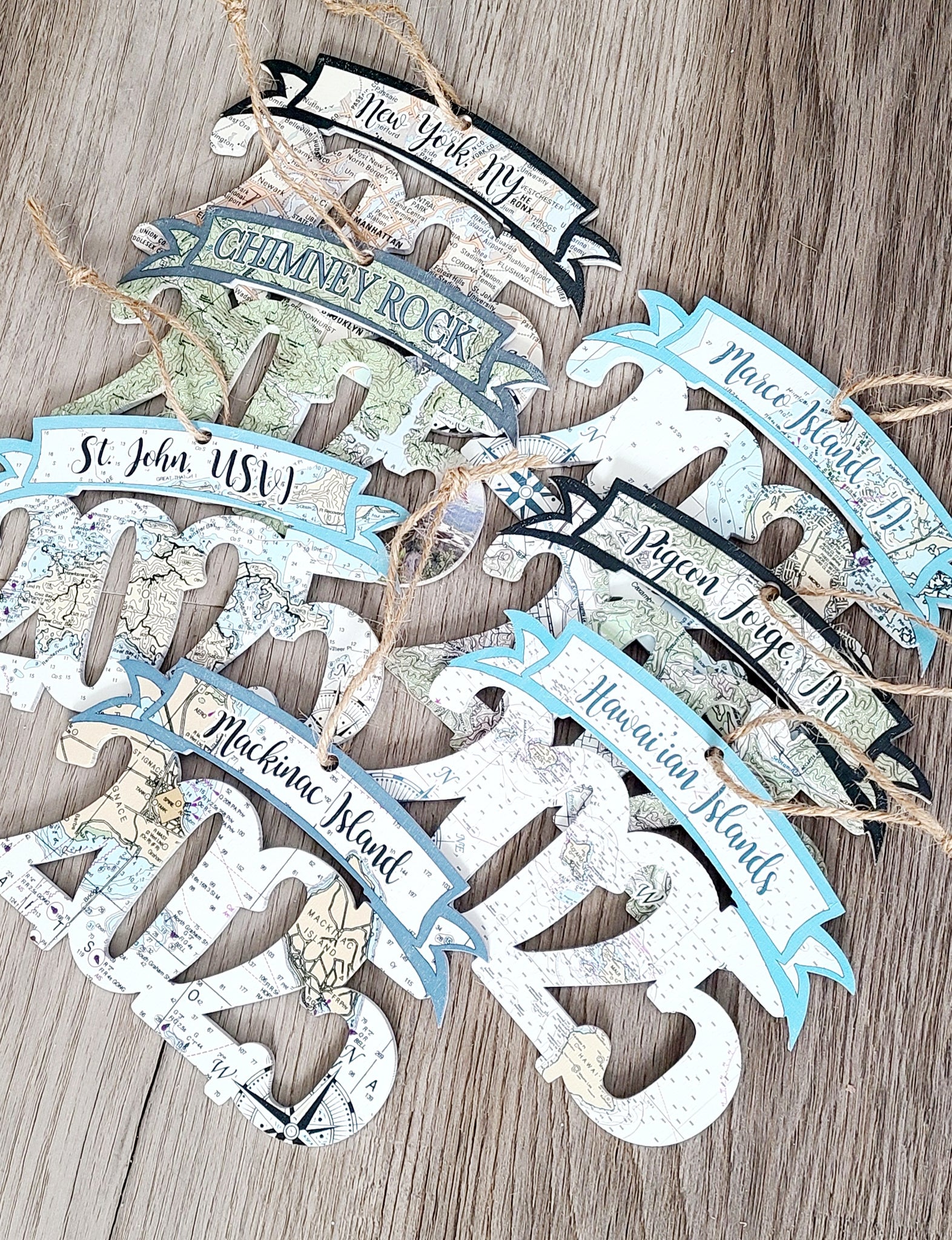 Hilton Head, SC 2025 Wood Map Souvenir Ornament