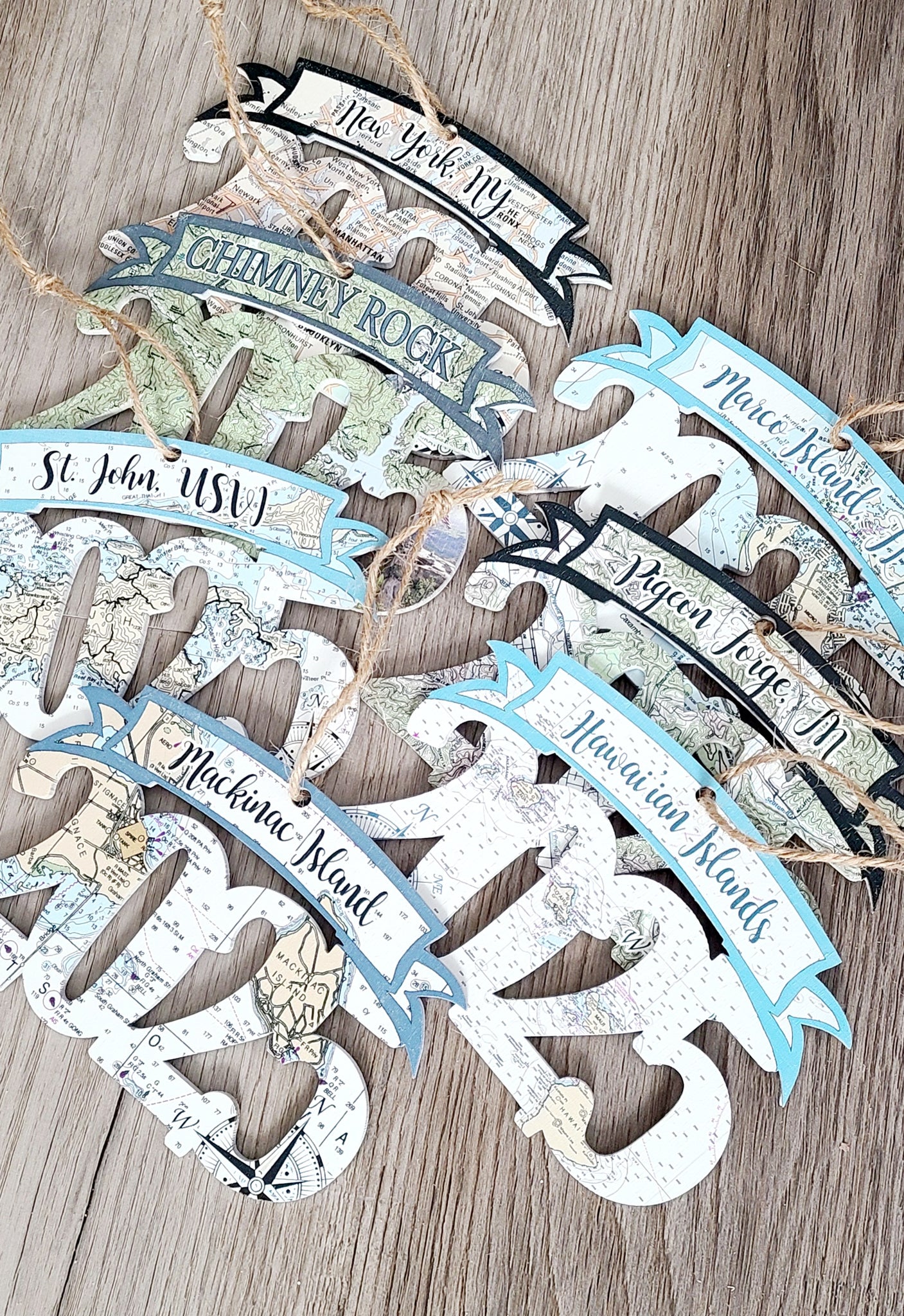 Boca Grande, FL 2025 Wood Map Souvenir Ornament