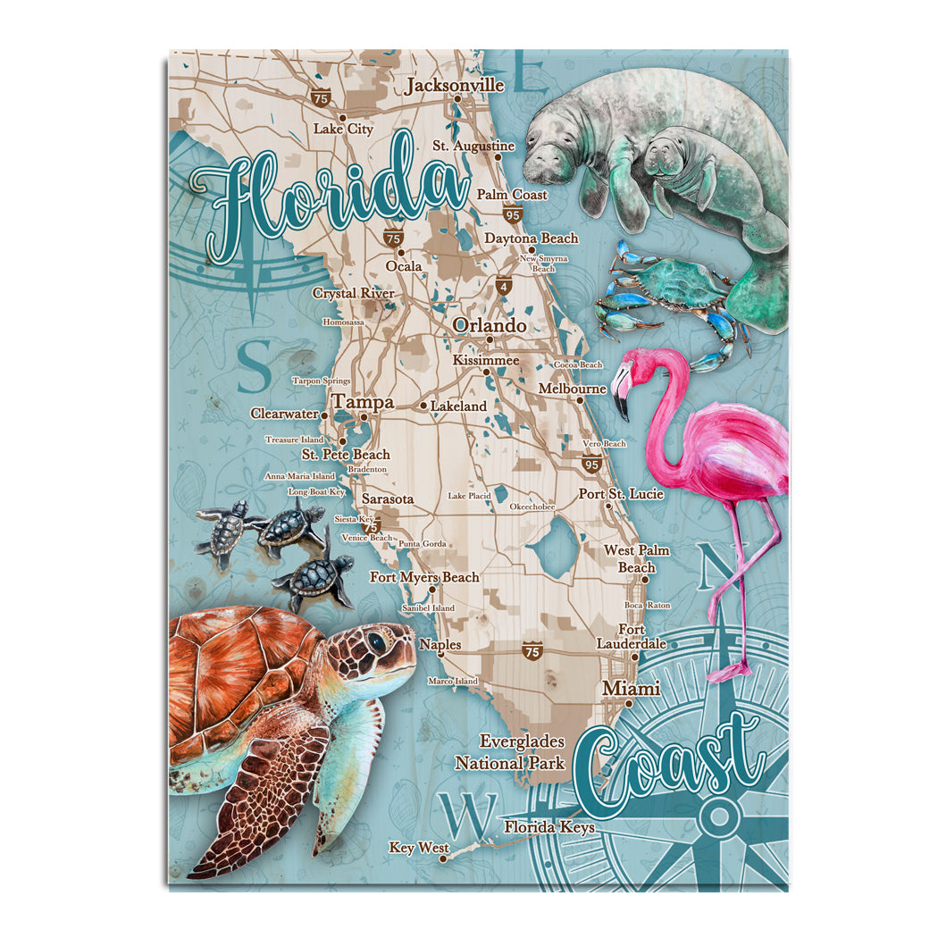 Wholesale Mini Ocean Life Map-5x7 Inches -Custom Location