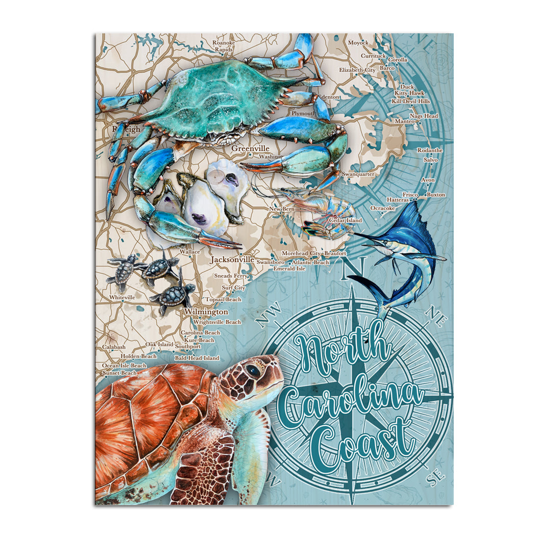 Wholesale Mini Ocean Life Map-5x7 Inches -Custom Location