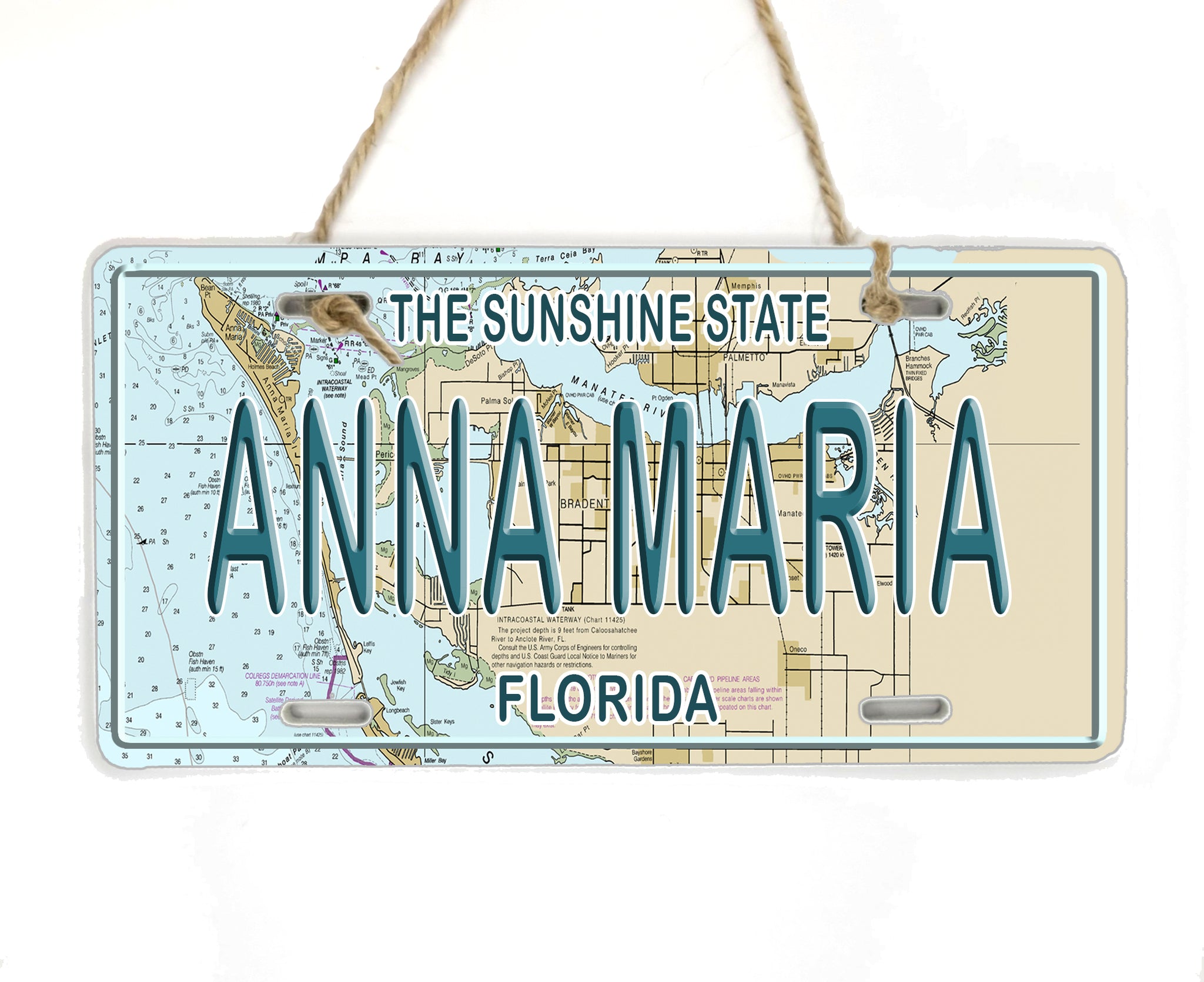 Anna Maria, FL License Plate Wood Map Souvenir Ornament