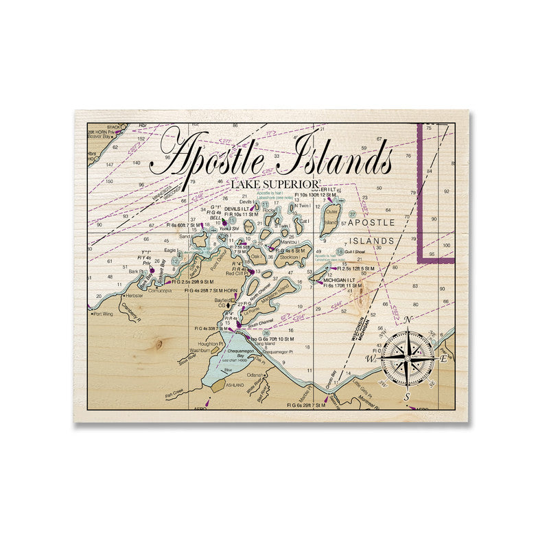 Apostle Islands 5x7 inch Wood Wall Hanging Map Sign