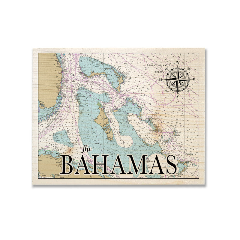 Bahamas 5x7 inch Wood Wall Hanging Map Sign