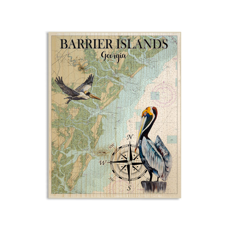 Barrier Islands GA 5x7 inch Wood Wall Hanging Map Sign