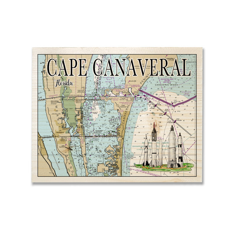 Cape Canaveral FL copy 5x7 inch Wood Wall Hanging Map Sign