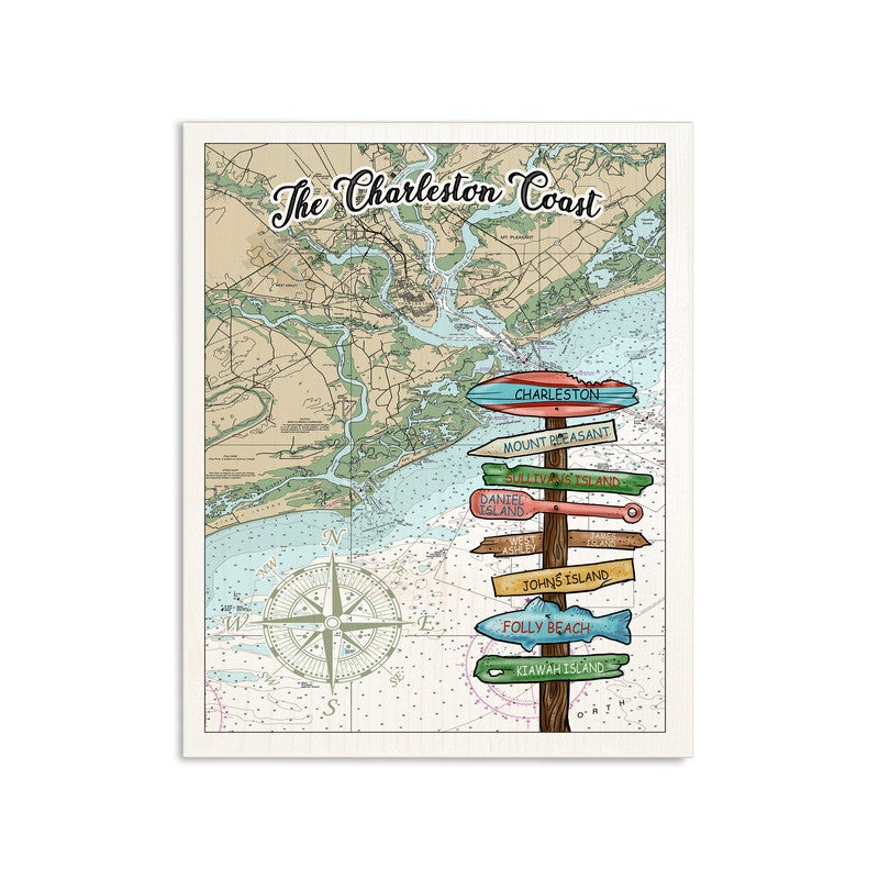 Charleston SC Driftwood Map 5x7 inch Wood Wall Hanging Map Sign