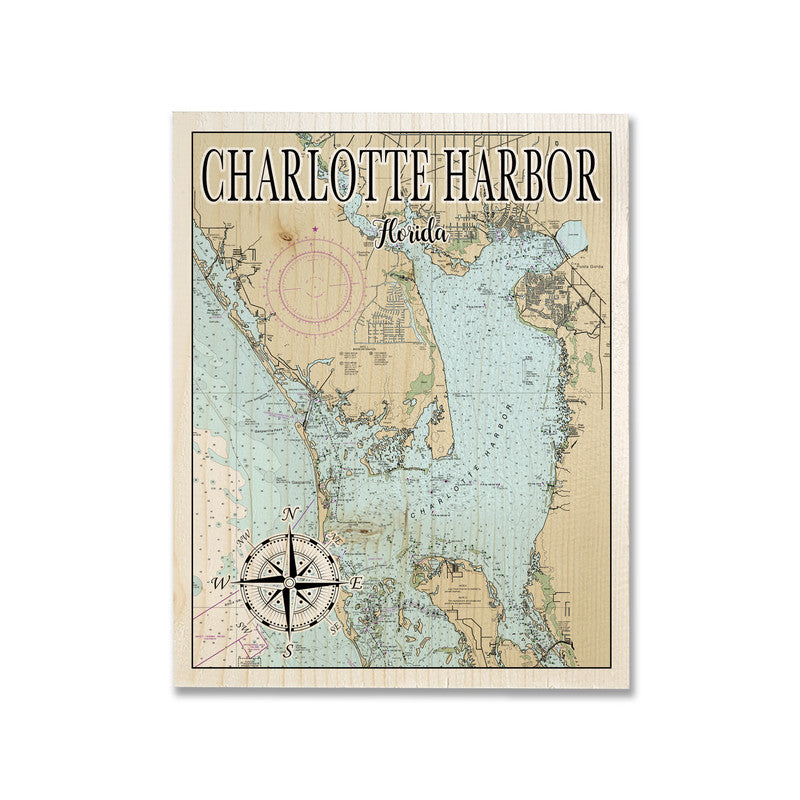 Charlotte Harbor FL 5x7 inch Wood Wall Hanging Map Sign