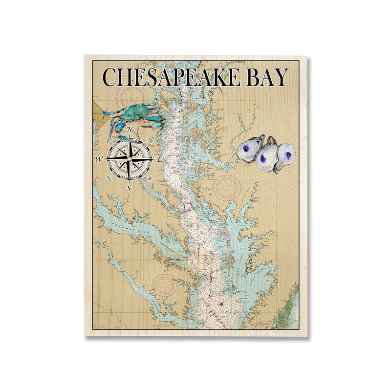 Chesapeake Bay MD DE VA Salt Life 5x7 inch Wood Wall Hanging Map Sign