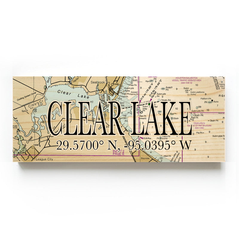 Clear Lake Iowa 3x9 Wood Coordinate Wall Hanging Map Sign