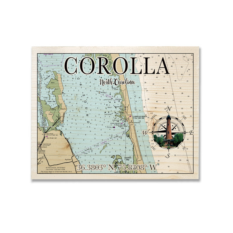 Corolla NC 5x7 inch Wood Wall Hanging Map Sign