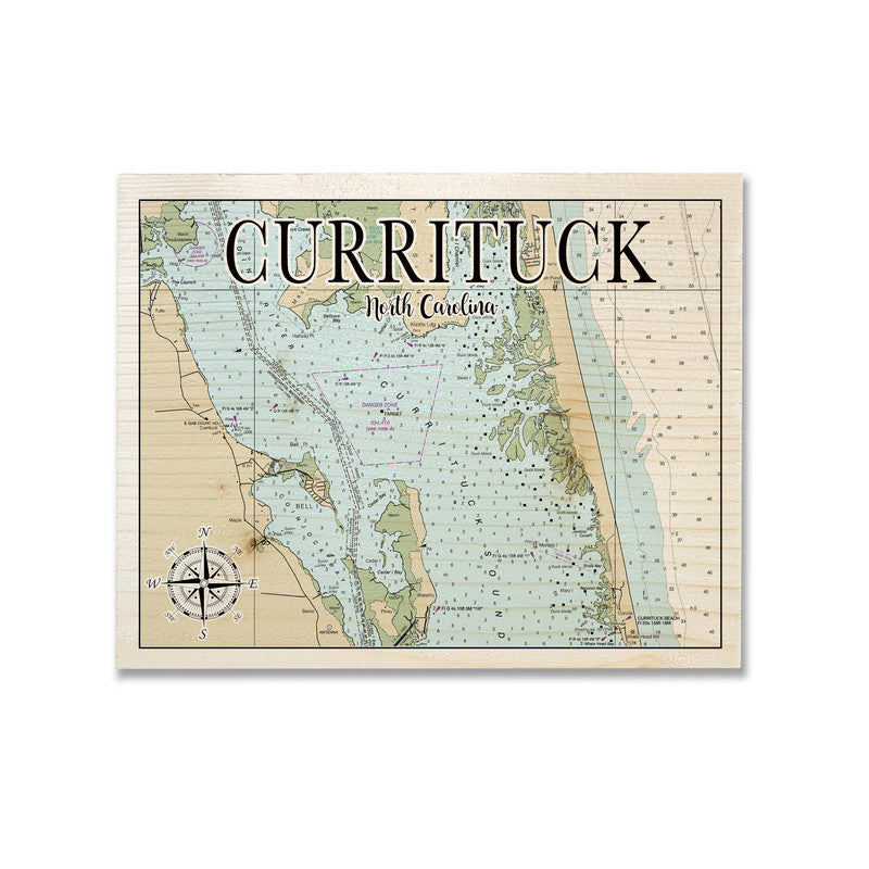 Currituck NC 5x7 inch Wood Wall Hanging Map Sign