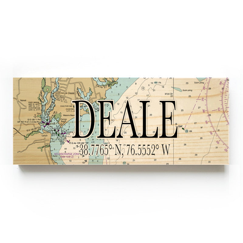 Deale Maryland 3x9 Wood Coordinate Wall Hanging Map Sign