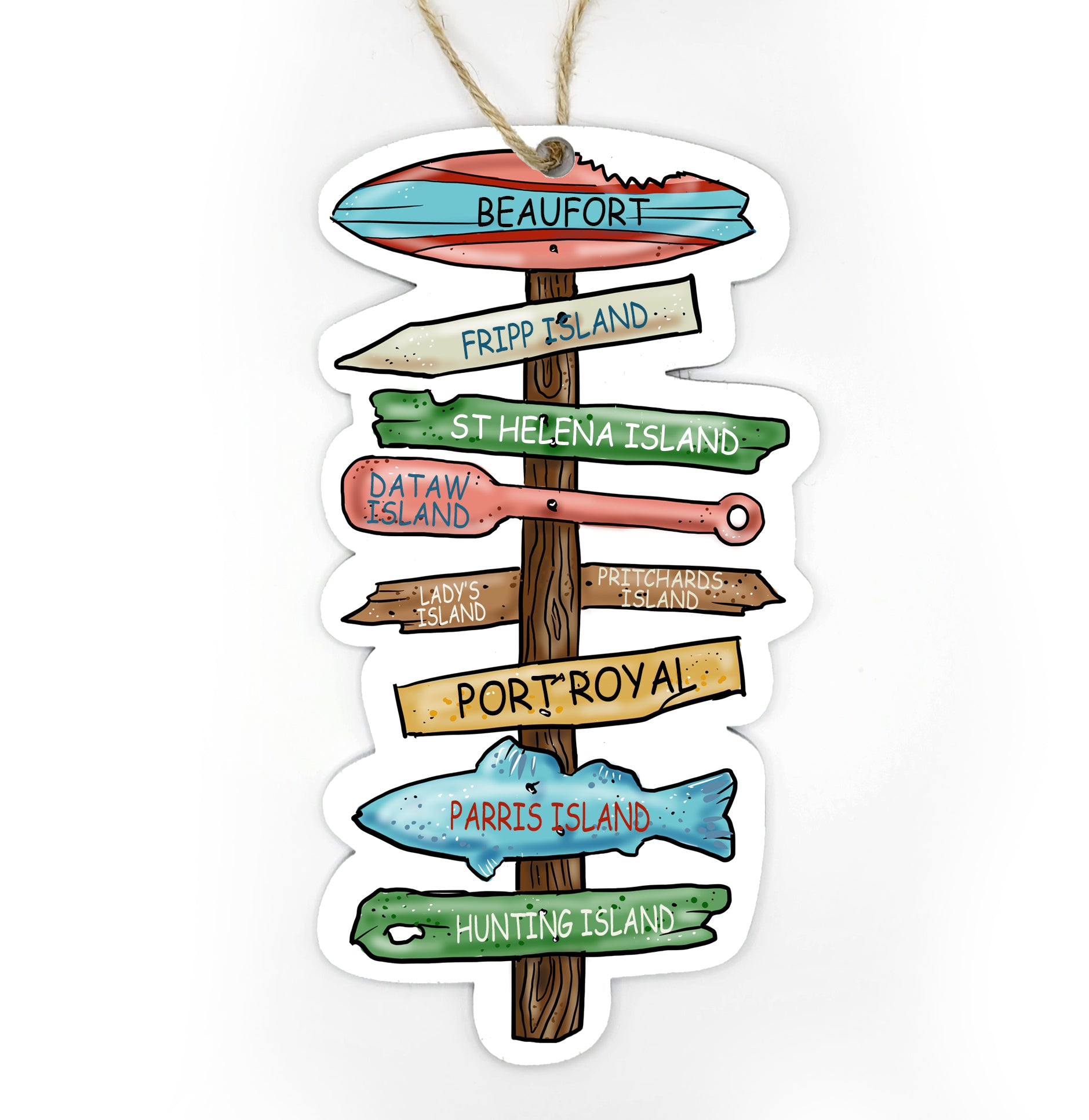 Beaufort, SC Shaped Wood Map Ornaments-Various Shapes – MapMom
