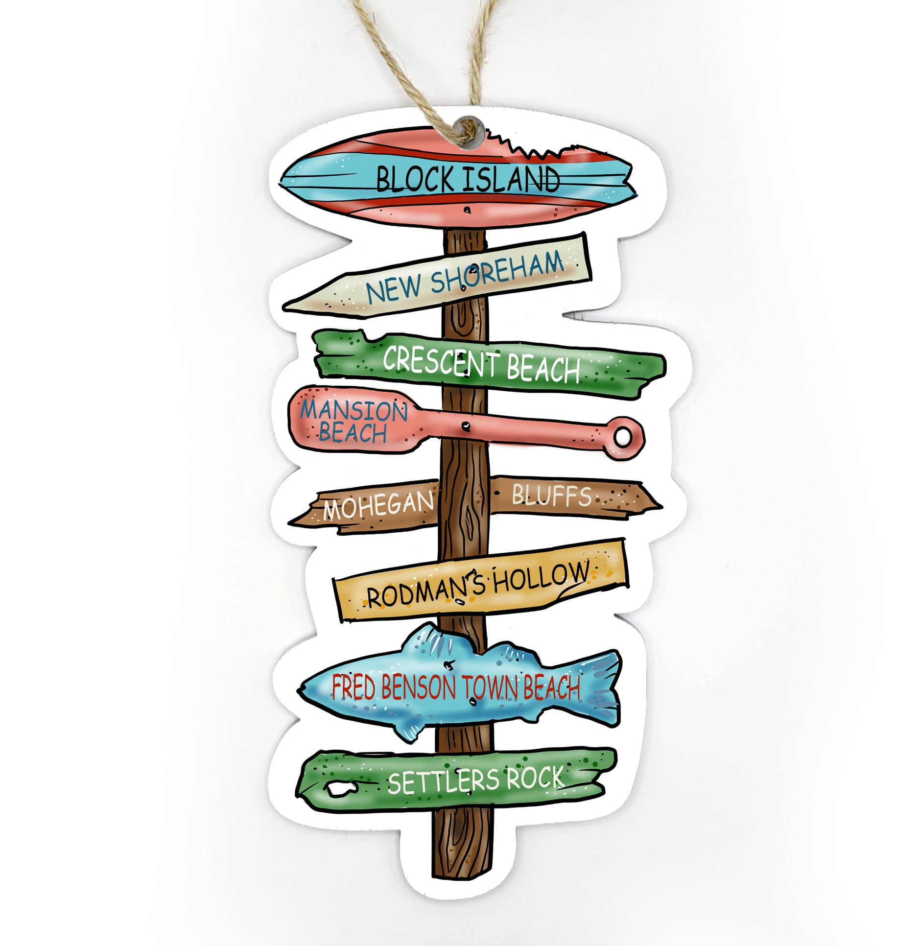 Block Island, RI Driftwood Sign Wood Ornament