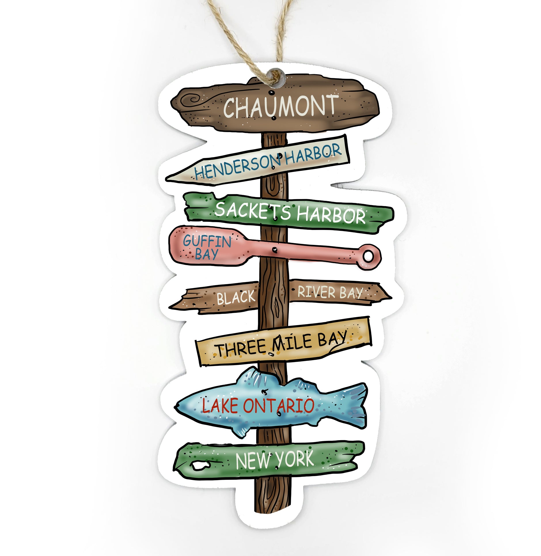 Chaumont, NY Driftwood Sign Wood Ornament