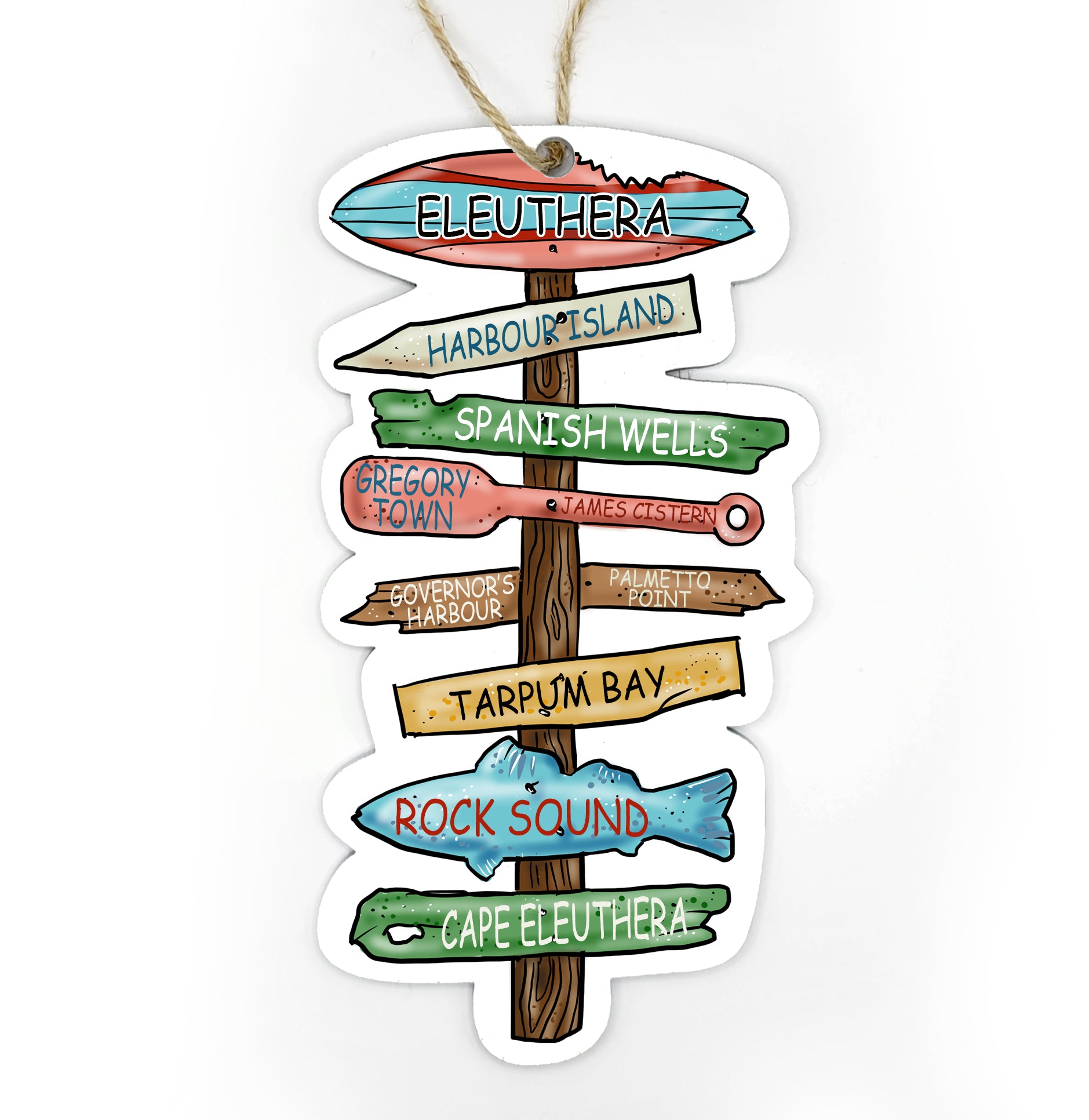 Eleuthera, Bahamas Driftwood Sign Wood Ornament