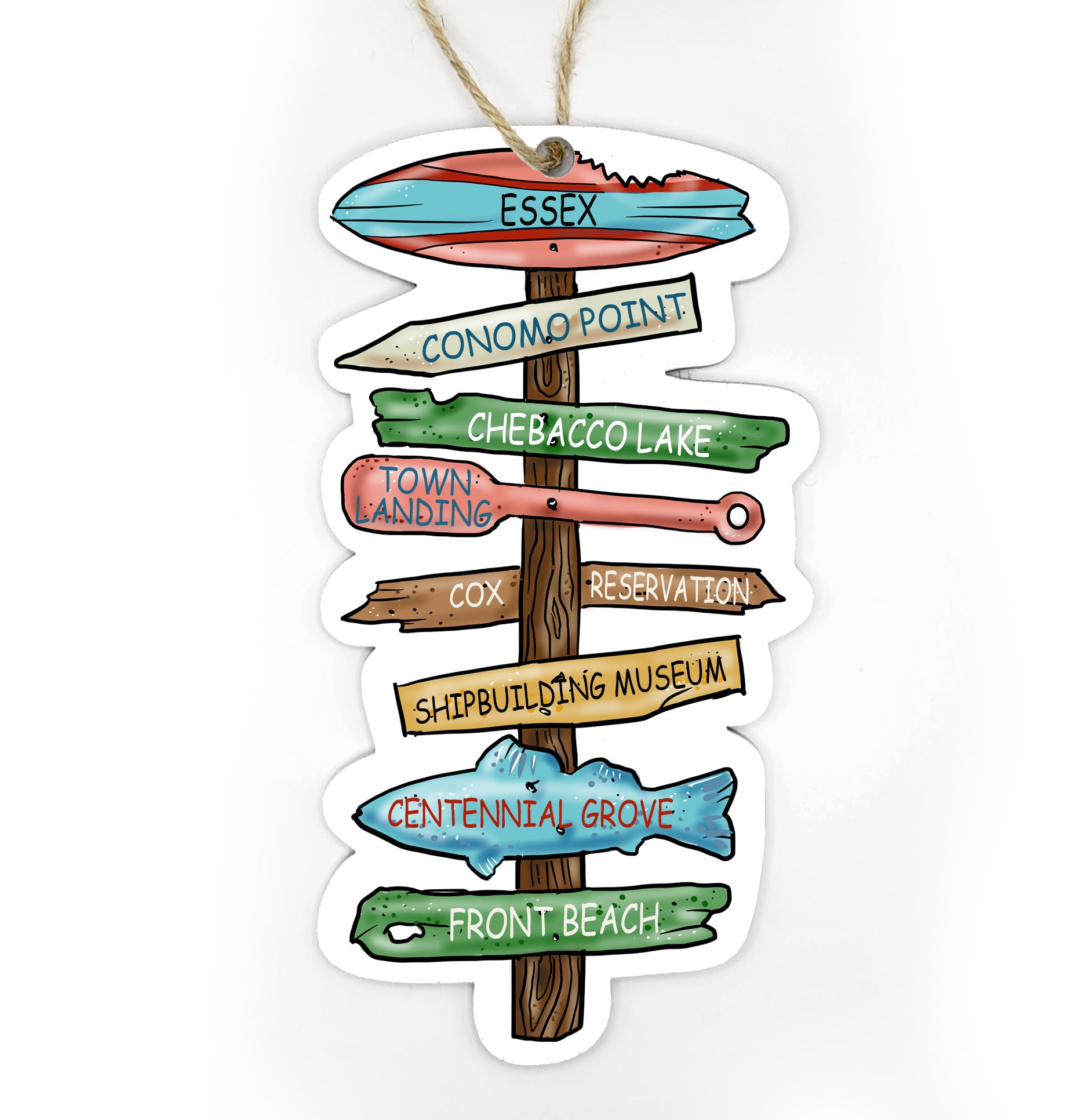 Essex, MA Driftwood Sign Wood Ornament