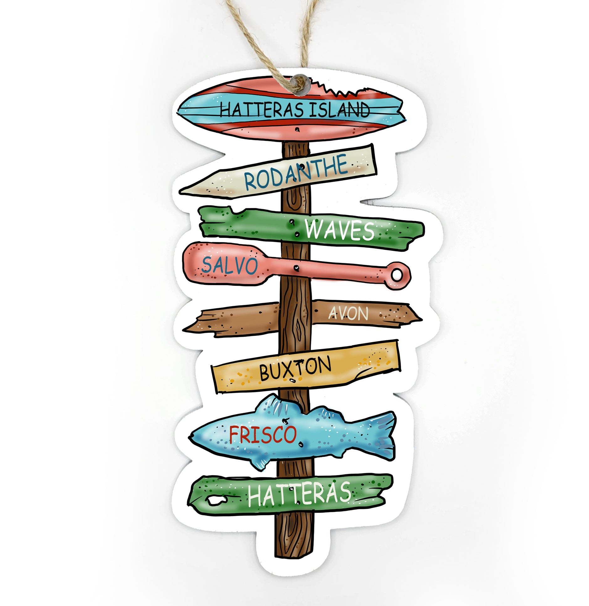 Hatteras Island, NC Driftwood Sign Wood Ornament