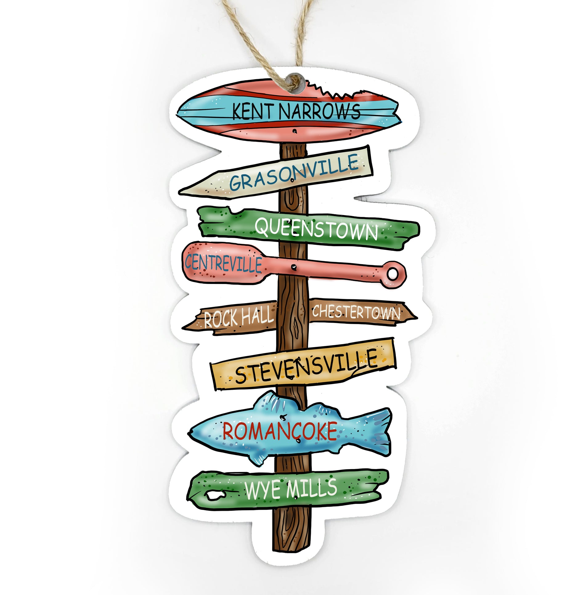 Kent Narrows, MD Driftwood Sign Wood Ornament
