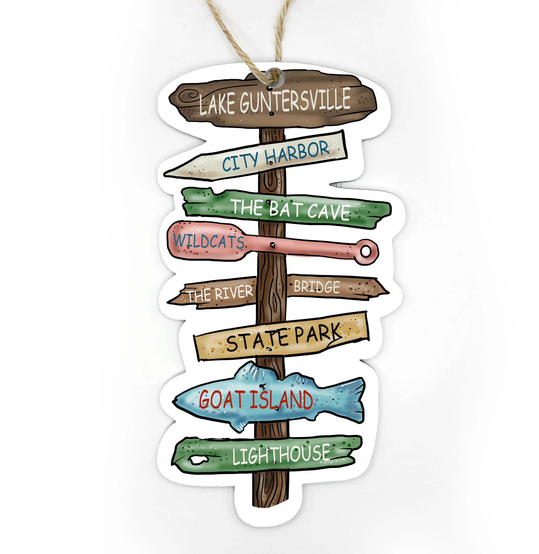 Lake Guntersville, AL Driftwood Sign Wood Ornament