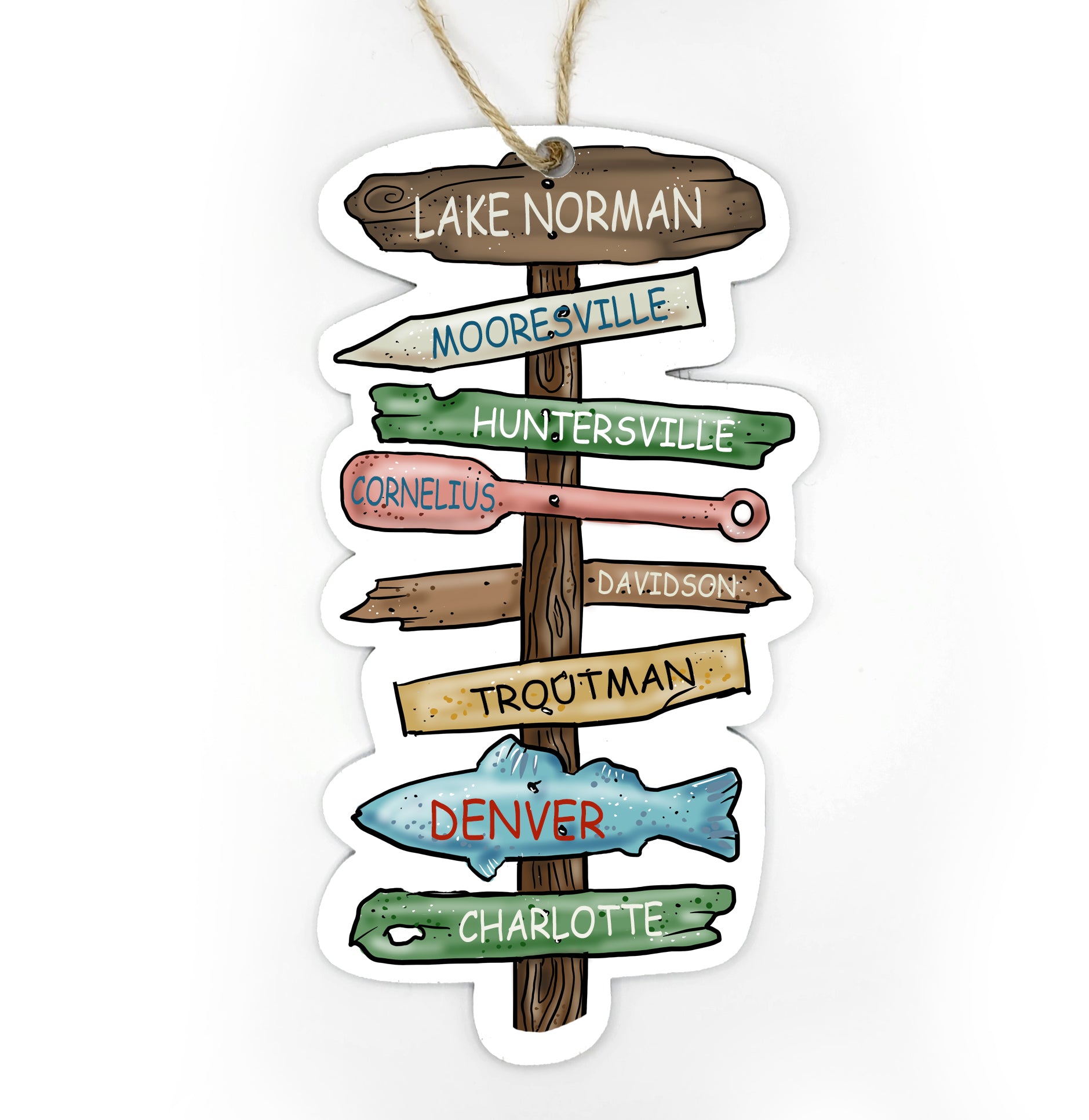 Lake Norman, NC Driftwood Sign Wood Ornament