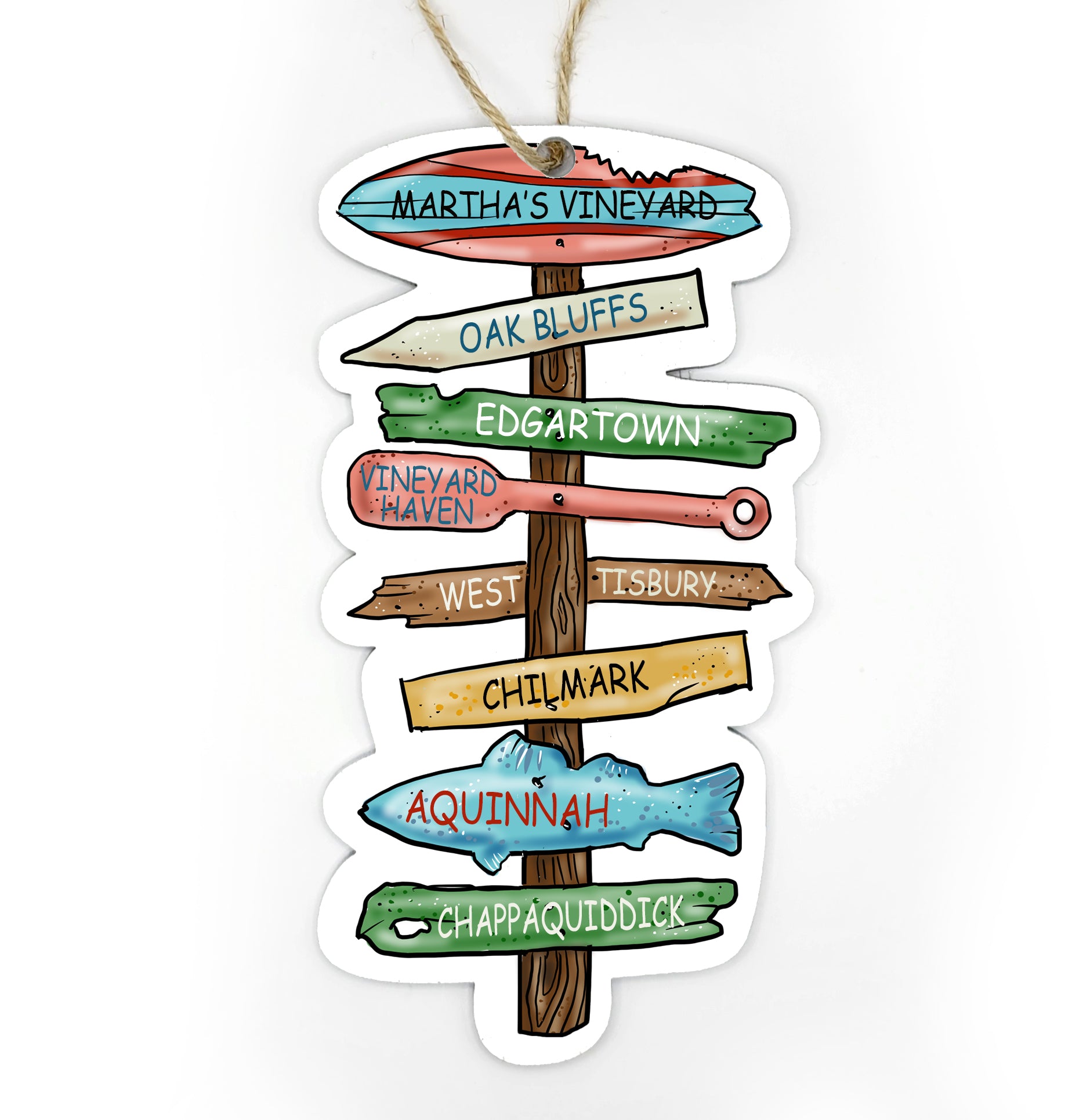 Martha's Vineyard, MA Driftwood Sign Wood Ornament