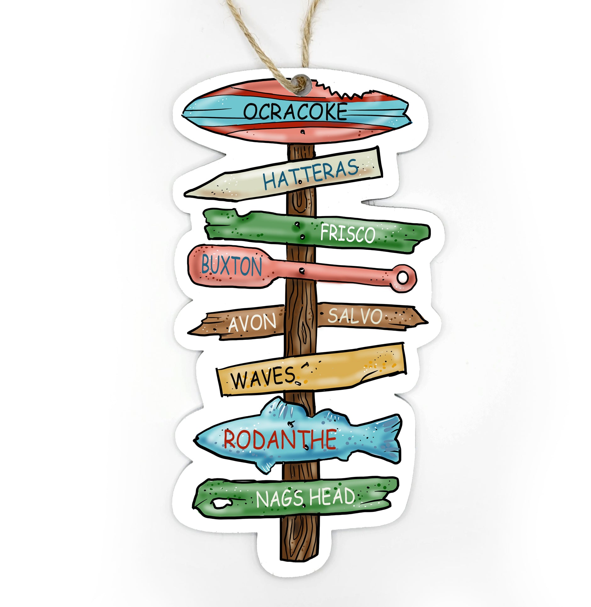 Ocracoke, NC Driftwood Sign Wood Ornament