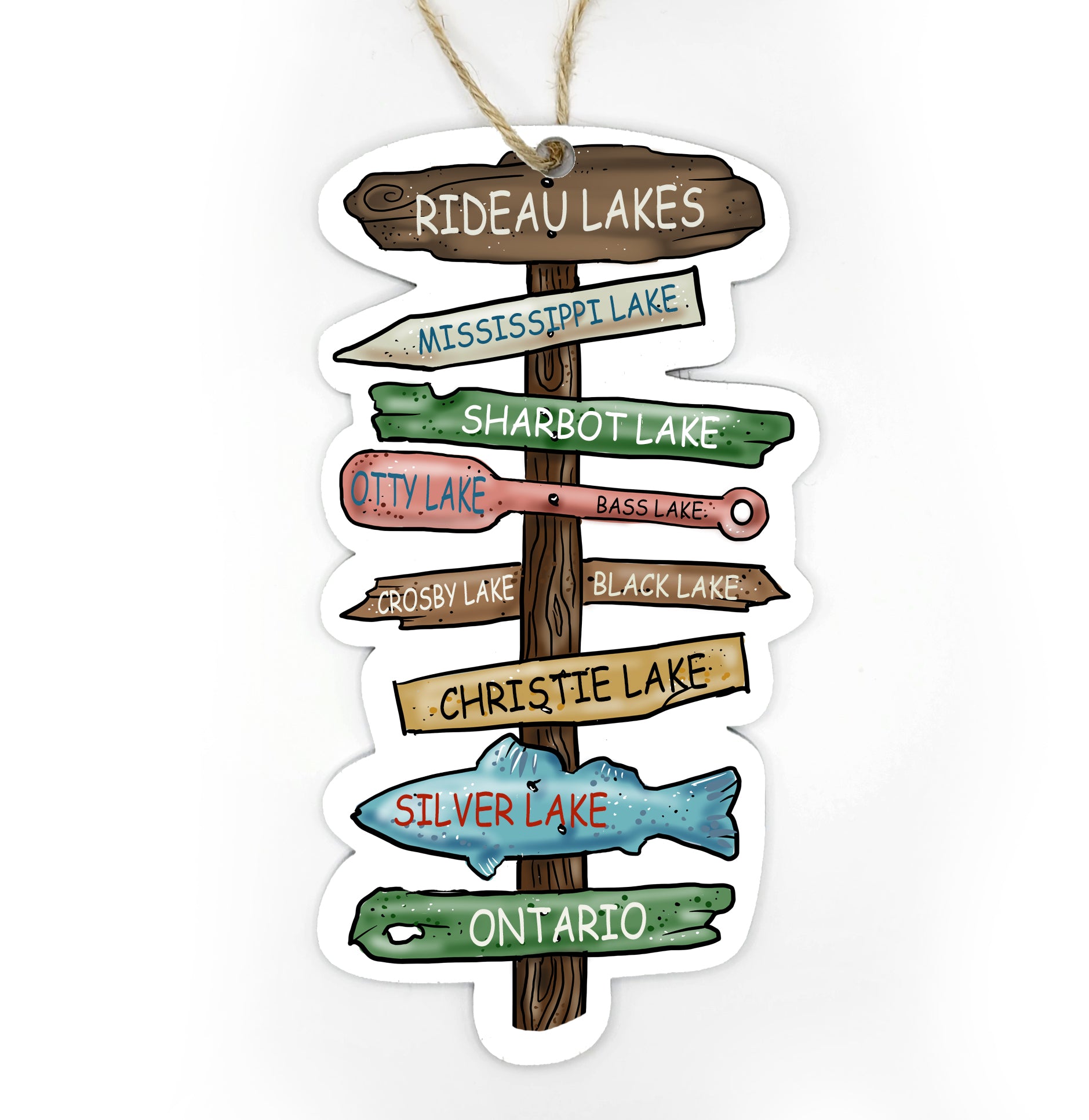 Ontario Lakes, Canada Driftwood Sign Wood Ornament