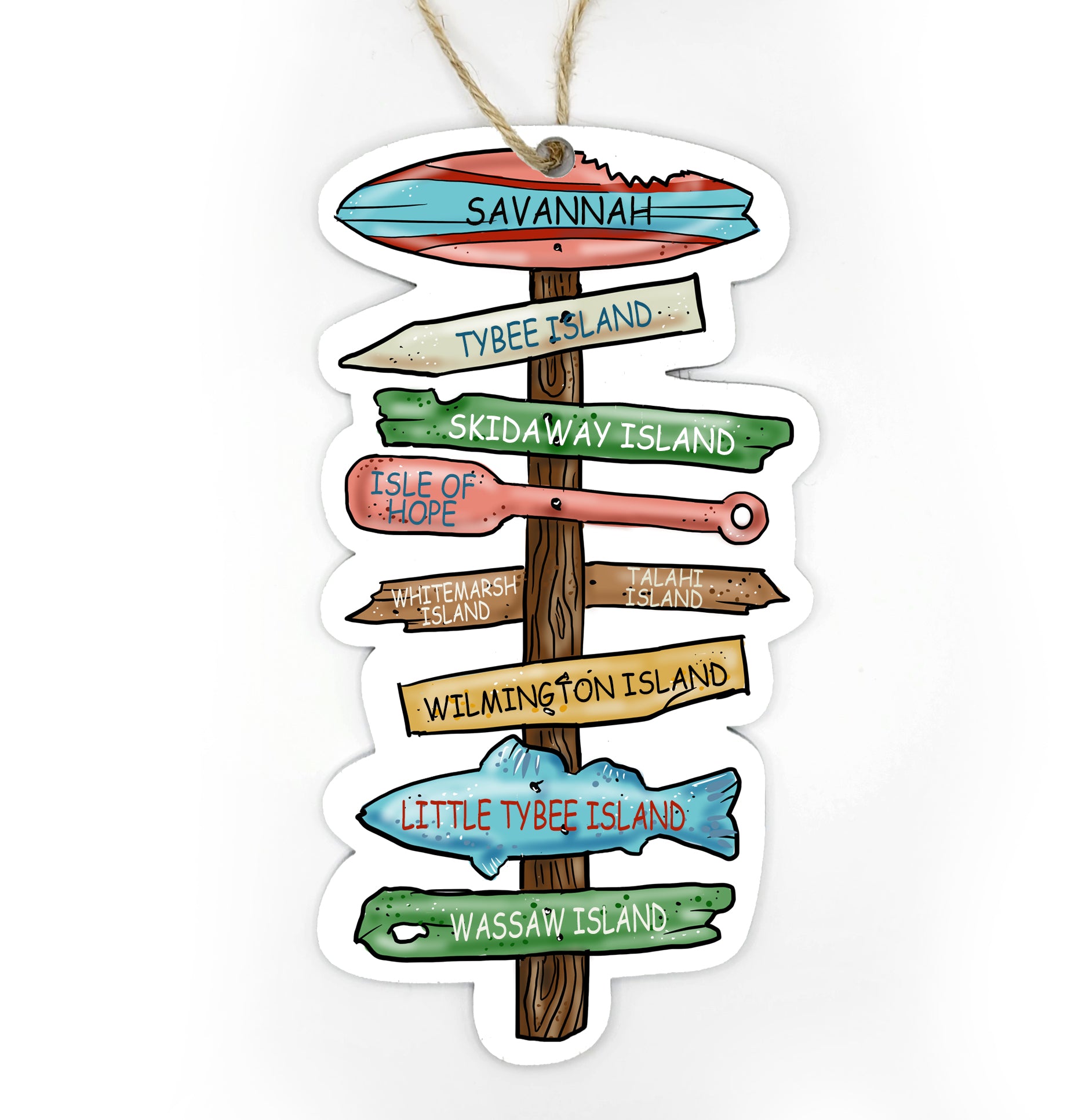 Savannah, GA Driftwood Sign Wood Ornament