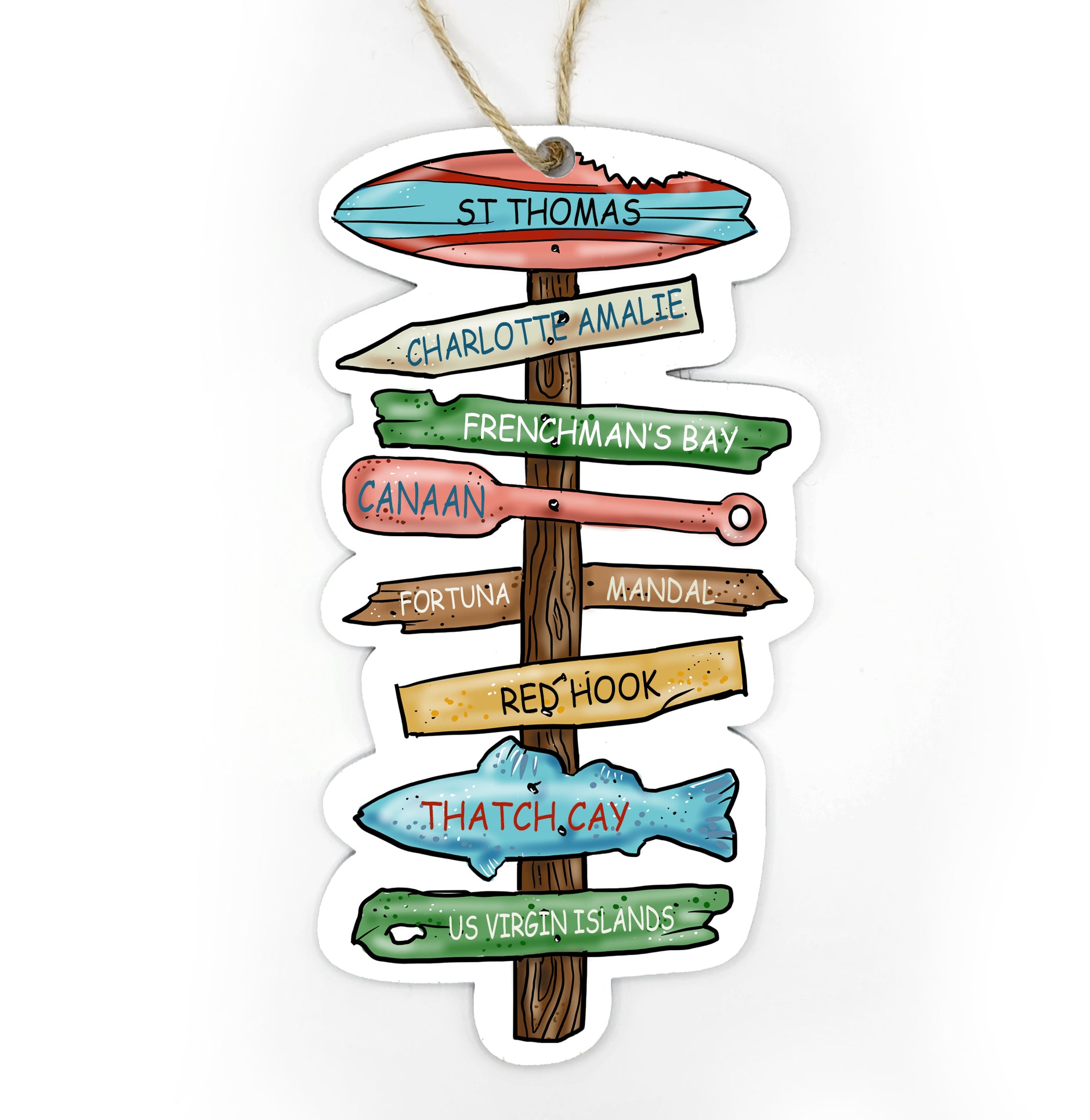 St. Thomas, USVI Driftwood Sign Wood Ornament