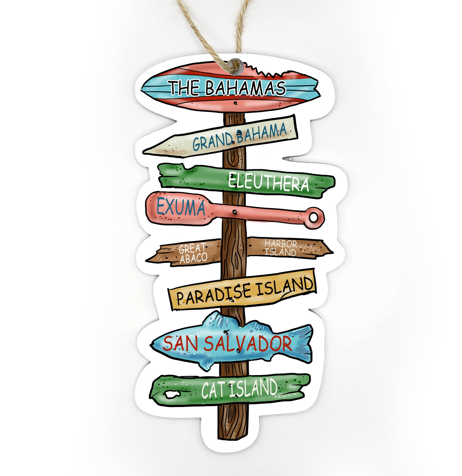The Bahamas Driftwood Sign Wood Ornament