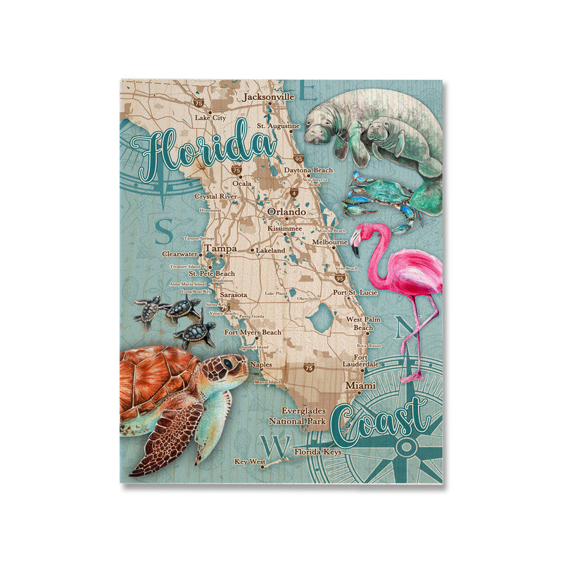 Florida Salt Life 5x7 inch Wood Wall Hanging Map Sign