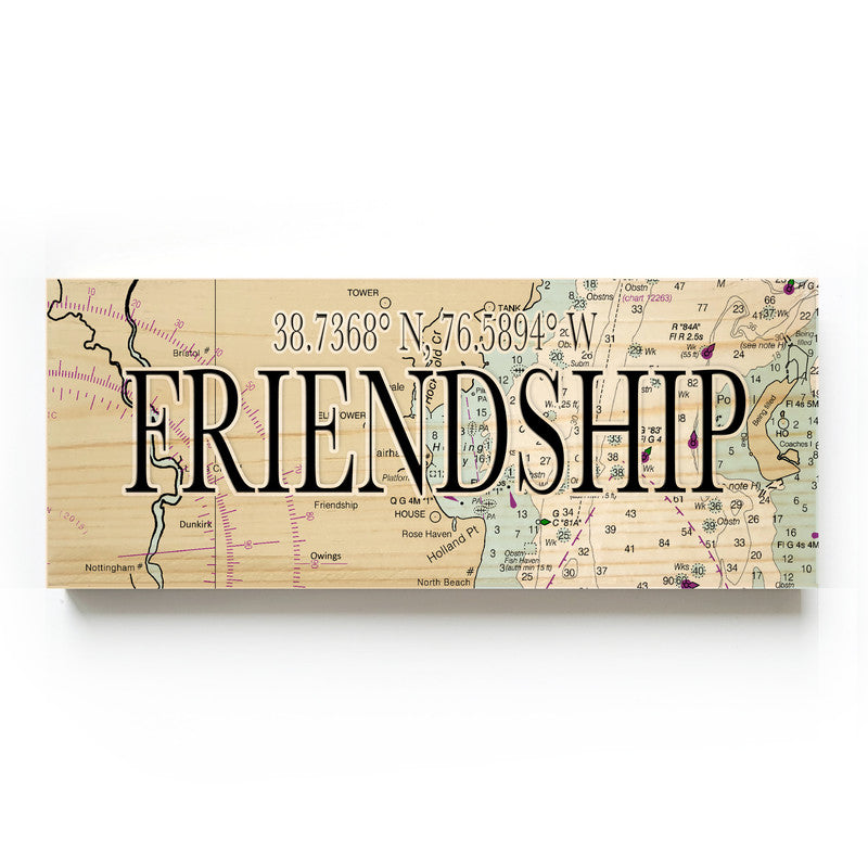 Friendship Maryland 3x9 Wood Coordinate Wall Hanging Map Sign