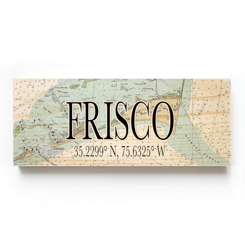 Frisco North Carolina 3x9 Wood Coordinate Wall Hanging Map Sign