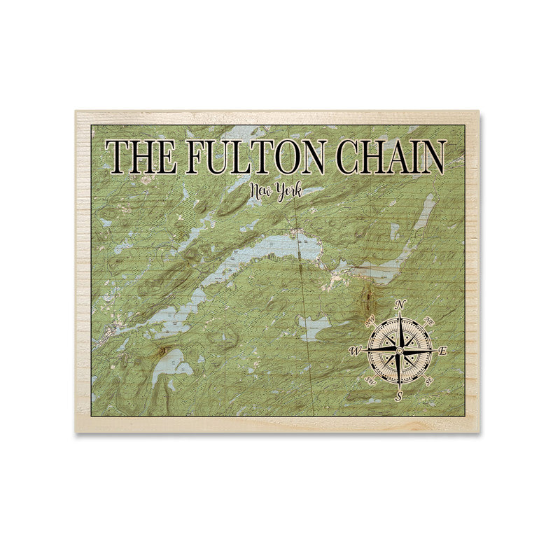 Fulton Chain NY 5x7 inch Wood Wall Hanging Map Sign