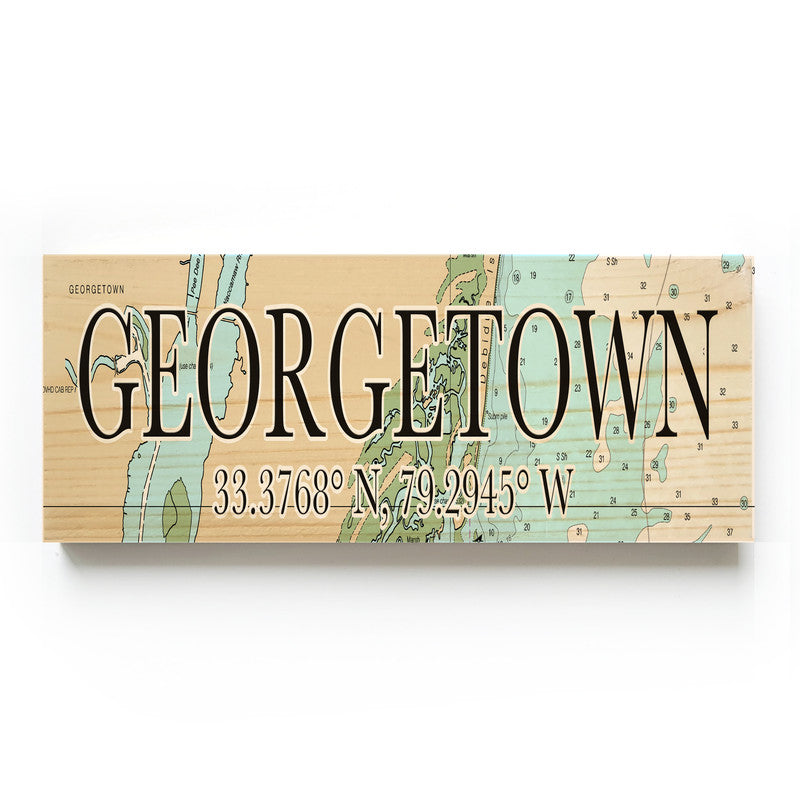 Georgetown South Carolina 3x9 Wood Coordinate Wall Hanging Map Sign