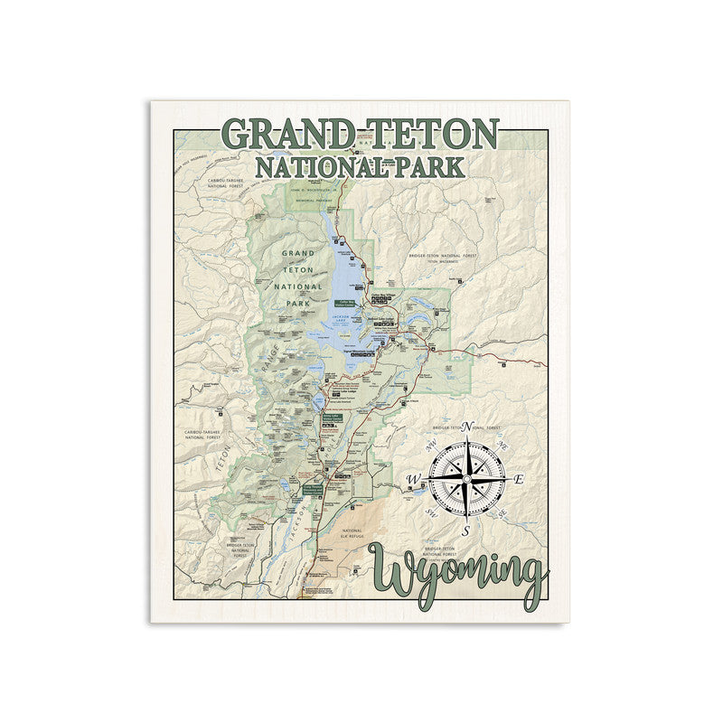 Grand Teton National Park WY 5x7 inch Wood Wall Hanging Map Sign